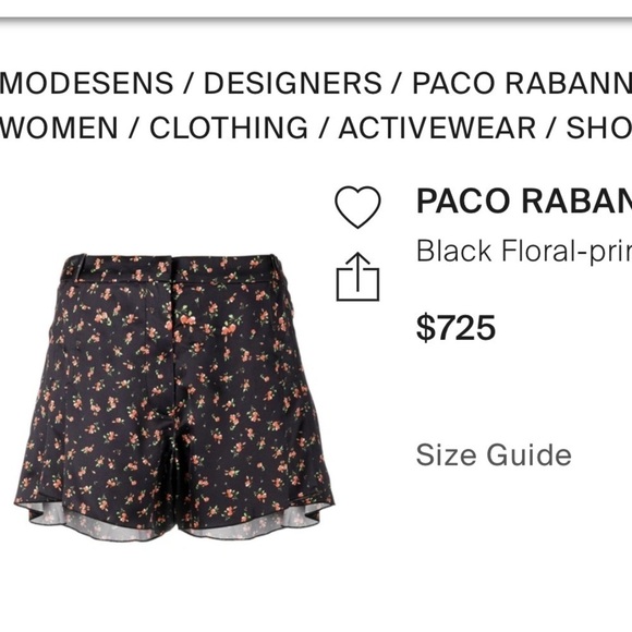 Paco Rabanne- Black Silk Floral Ruffle Mini Shorts - Picture 3 of 9